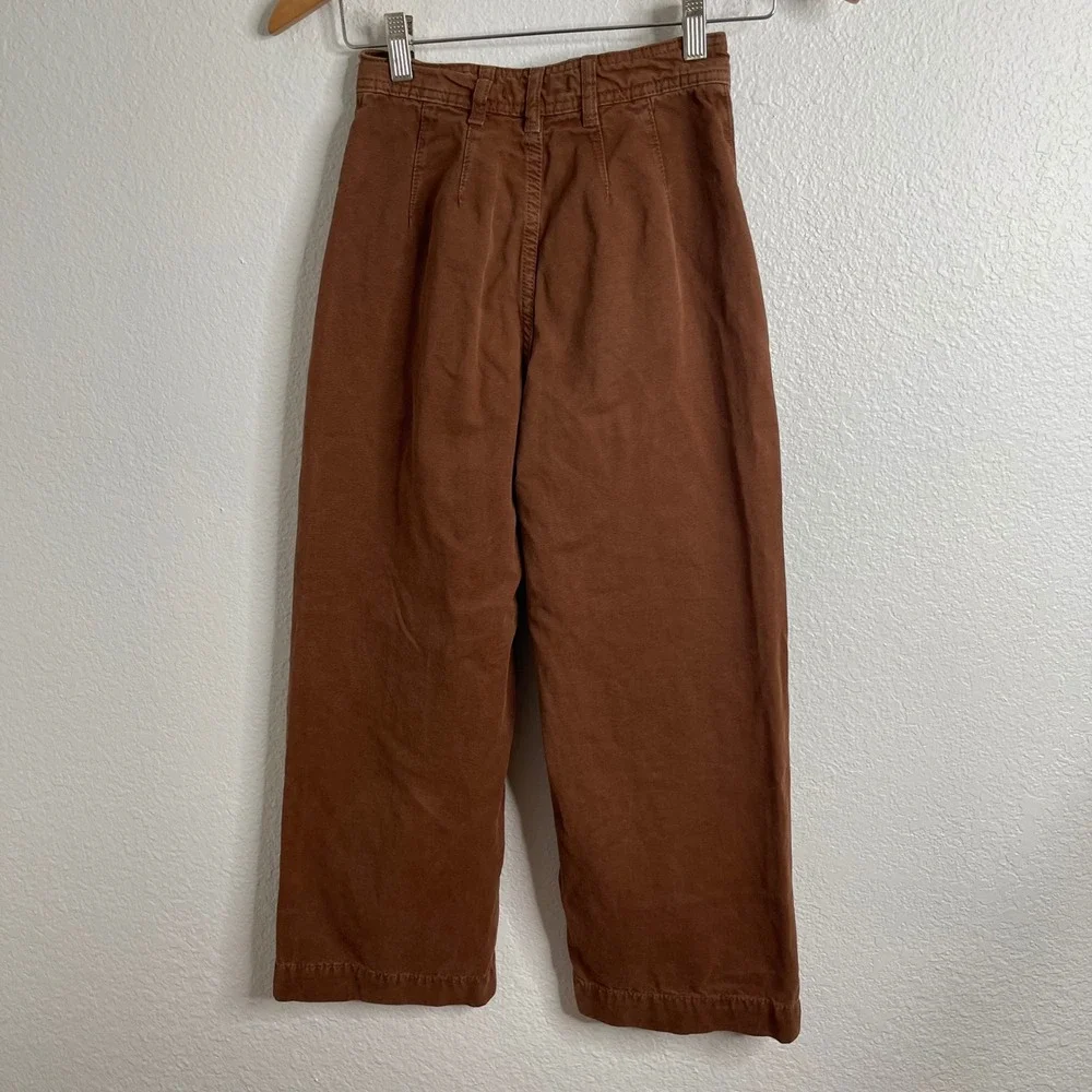 We The Free Free People Brown‎ Wide Leg Utility Pants High Rise Size 24 Cotton